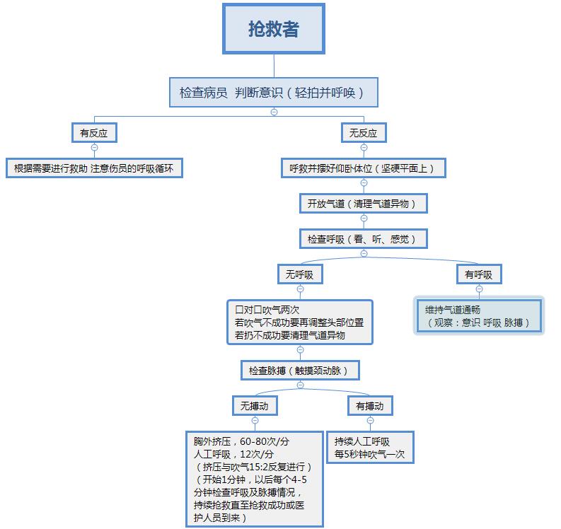 单人现场心肺复苏法流程图